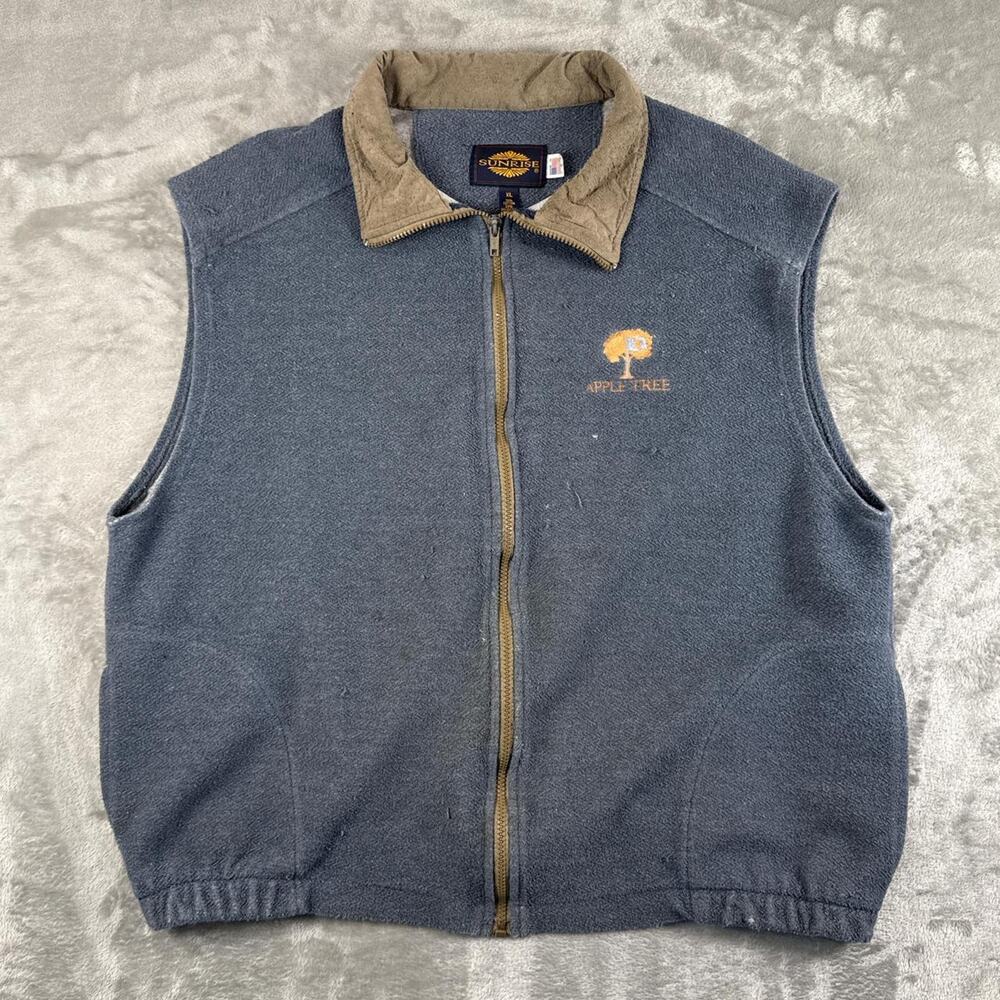 Vintage 90s sunrise gray fleece outerwear vest  collared size XL